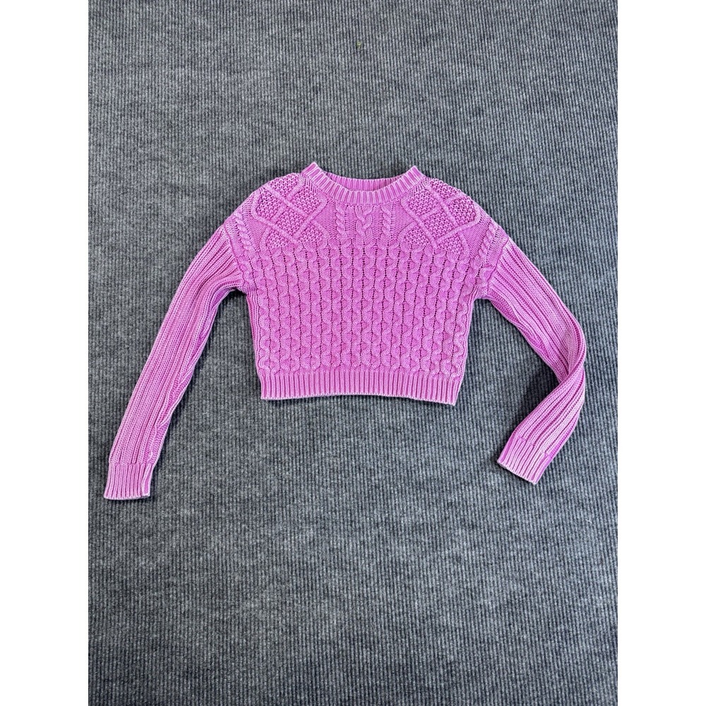 Aéropostale Pink Cable Knit Cropped Pullover Sweater XS Women Long Sleeve